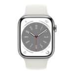 Apple Watch Series 8 GPS + Cellular 45mm Silver Stainless Steel Case with White Sport Band - Regular - Image 2