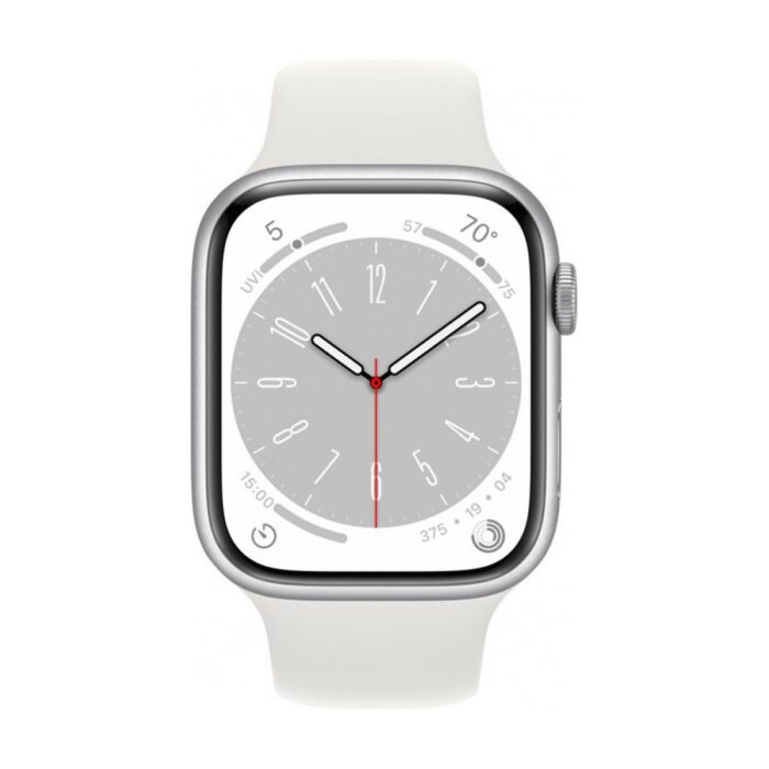 MP6N3BS-A-1 Apple Watch Series 8 GPS 45mm Silver Aluminium Case with White Sport Band - Regular - Image 2
