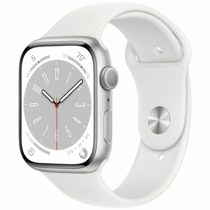 MP6N3BS-A Apple Watch Series 8 GPS 45mm Silver Aluminium Case with White Sport Band - Regular - Image 1