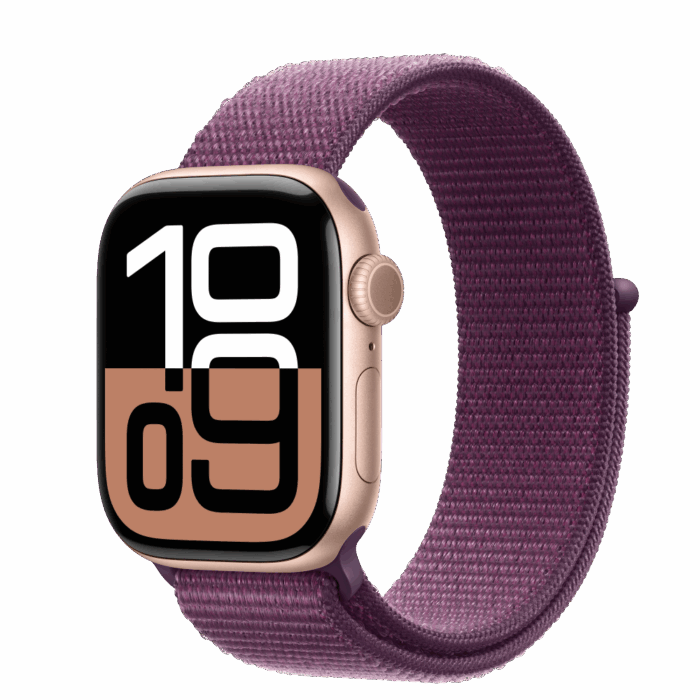 Apple Watch S10 GPS 42mm Rose Gold Alu Case with Plum Sport Loop - Image 1