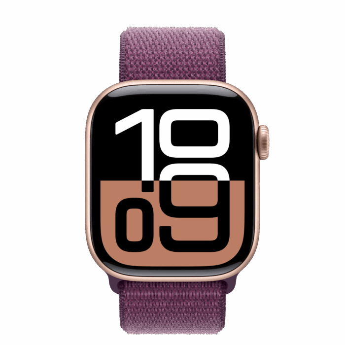 Apple Watch S10 GPS 42mm Rose Gold Alu Case with Plum Sport Loop - Image 3