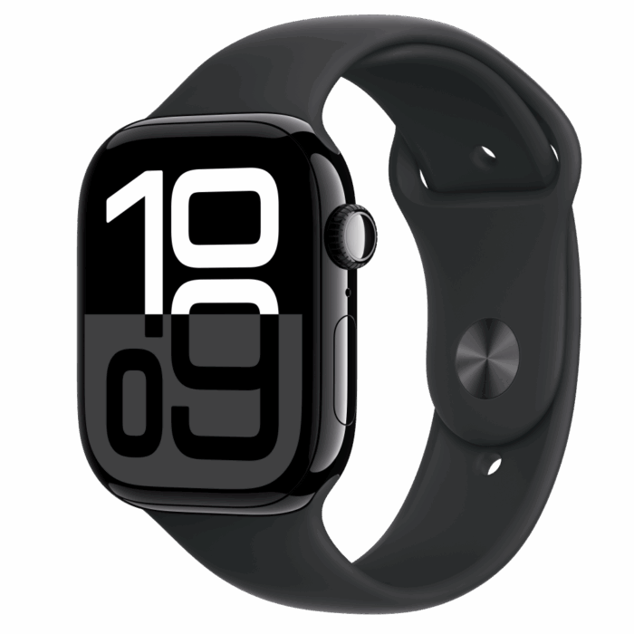 Apple Watch S10 GPS 46mm Jet Black Alu Case with Black Sport Band - M/L - Image 1