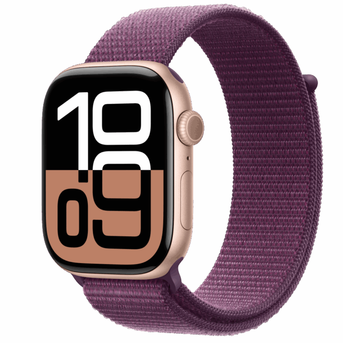 Apple Watch S10 GPS 46mm Rose Gold Alu Case with Plum Sport Loop - Image 1