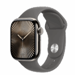 Apple Watch S10 Cellular 42mm Natural Titanium Case with Stone Grey Sport Band - S/M