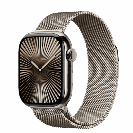 Apple Watch S10 Cellular 42mm Natural Titanium Case with Natural Milanese Loop