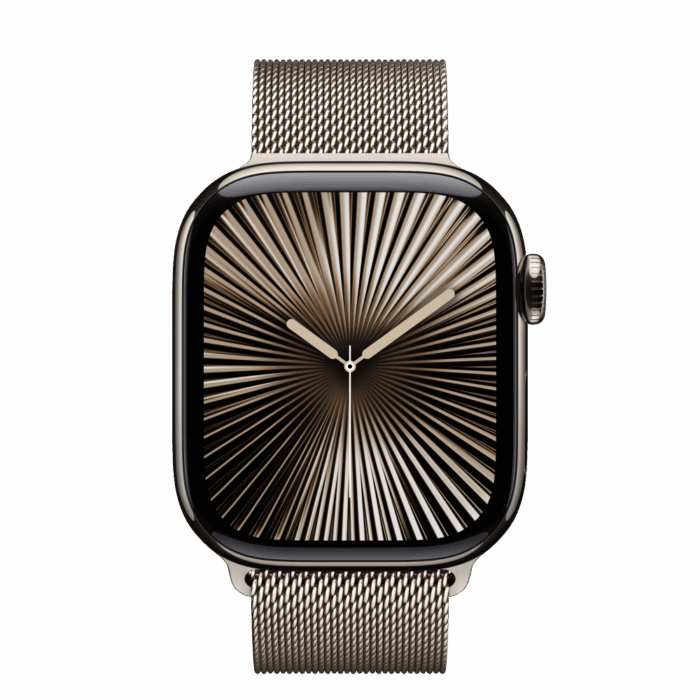 Apple Watch S10 Cellular 42mm Natural Titanium Case with Natural Milanese Loop - Image 3