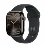 Apple Watch S10 Cellular 42mm Slate Titanium Case with Black Sport Band - S/M