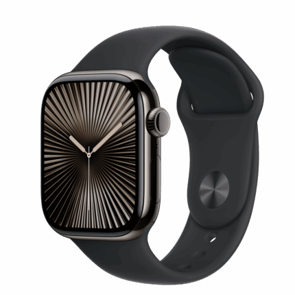 Apple Watch S10 Cellular 42mm Slate Titanium Case with Black Sport Band - M/L