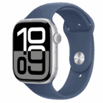 Apple Watch S10 Cellular 46mm Silver Alu Case with Denim Sport Band - M/L