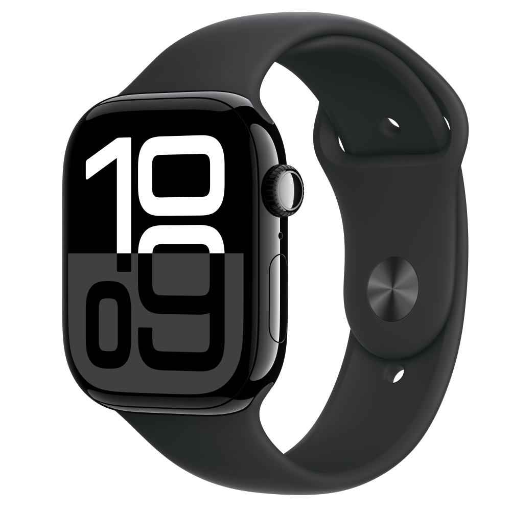 mwy33qc_a_01.png Apple Watch S10 Cellular 46mm Jet Black Alu Case with Black Sport Band - S/M - Image 1