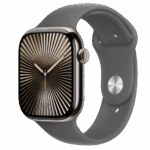 Apple Watch S10 Cellular 46mm Natural Titanium Case with Stone Grey Sport Band - S/M
