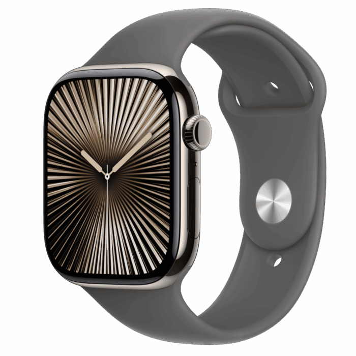 Apple Watch S10 Cellular 46mm Natural Titanium Case with Stone Grey Sport Band - S/M - Image 1