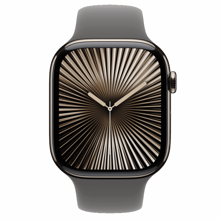 Apple Watch S10 Cellular 46mm Natural Titanium Case with Stone Grey Sport Band - S/M - Image 2