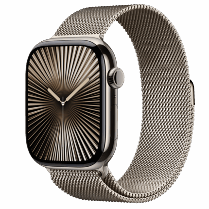 Apple Watch S10 Cellular 46mm Natural Titanium Case with Natural Milanese Loop - M/L