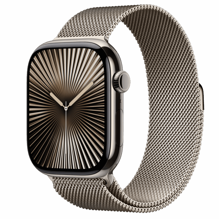 Apple Watch S10 Cellular 46mm Natural Titanium Case with Natural Milanese Loop - M/L - Image 1