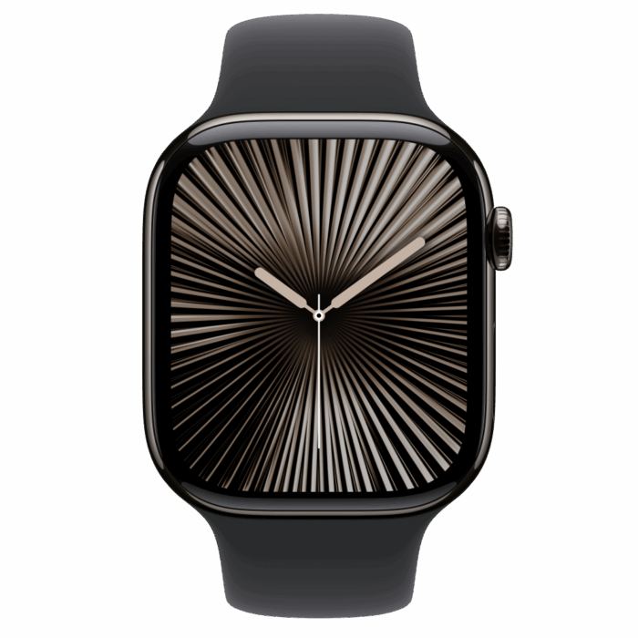 Apple Watch S10 Cellular 46mm Slate Titanium Case with Black Sport Band - S/M - Image 3