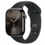 Apple Watch S10 Cellular 46mm Slate Titanium Case with Black Sport Band - M/L