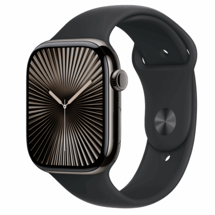 Apple Watch S10 Cellular 46mm Slate Titanium Case with Black Sport Band - M/L