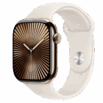 Apple Watch S10 Cellular 46mm Gold Titanium Case with Starlight Sport Band - S/M