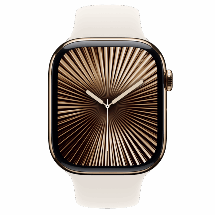 Apple Watch S10 Cellular 46mm Gold Titanium Case with Starlight Sport Band - S/M - Image 2