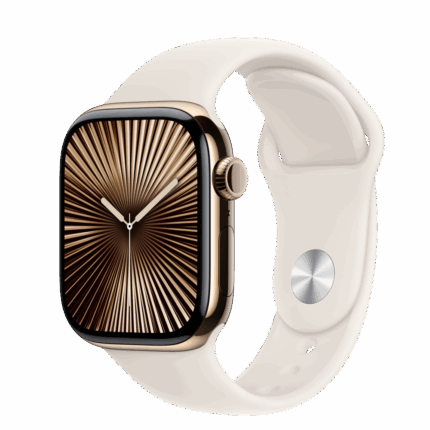 Apple Watch S10 Cellular 42mm Gold Titanium Case with Starlight Sport Band - S/M