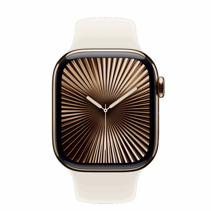 Apple Watch S10 Cellular 42mm Gold Titanium Case with Starlight Sport Band - S/M - Image 3