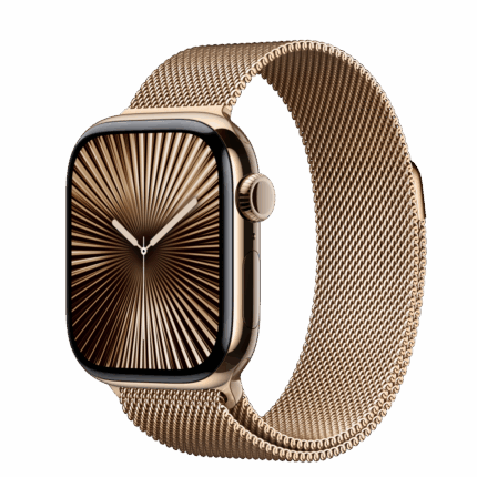Apple Watch S10 Cellular 42mm Gold Titanium Case with Gold Milanese Loop