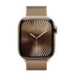 Apple Watch S10 Cellular 42mm Gold Titanium Case with Gold Milanese Loop - Image 3