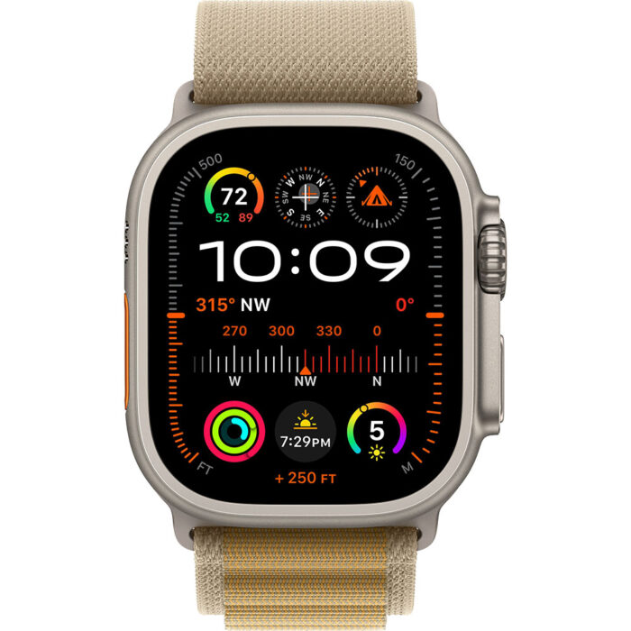 Apple Watch Ultra2 v2 Cellular 49mm Natural Titanium Case with Tan Alpine Loop - Small - Image 2