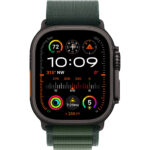 Apple Watch Ultra2 v2 Cellular 49mm Black Titanium Case with Dark Green Alpine Loop - Medium - Image 2