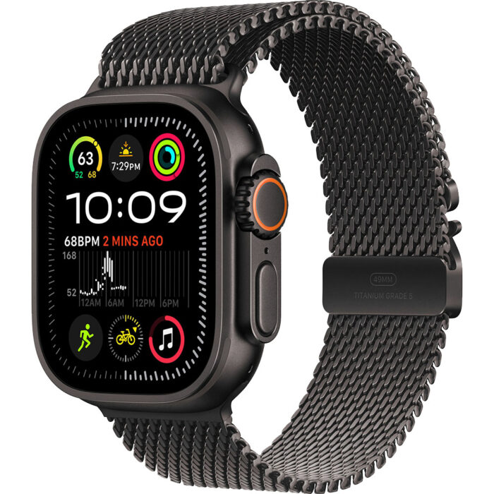 Apple Watch Ultra2 v2 Cellular 49mm Black Titanium Case with Black Titanium Milanese Loop - L - Image 1