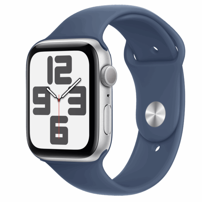 Apple Watch SE2 v3 GPS 44mm Silver Alu Case with Denim Sport Band - M/L - Image 1