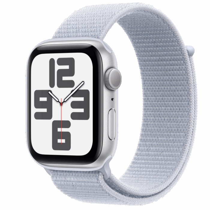 Apple Watch SE2 v3 GPS 44mm Silver Alu Case with Blue Cloud Sport Loop - Image 1