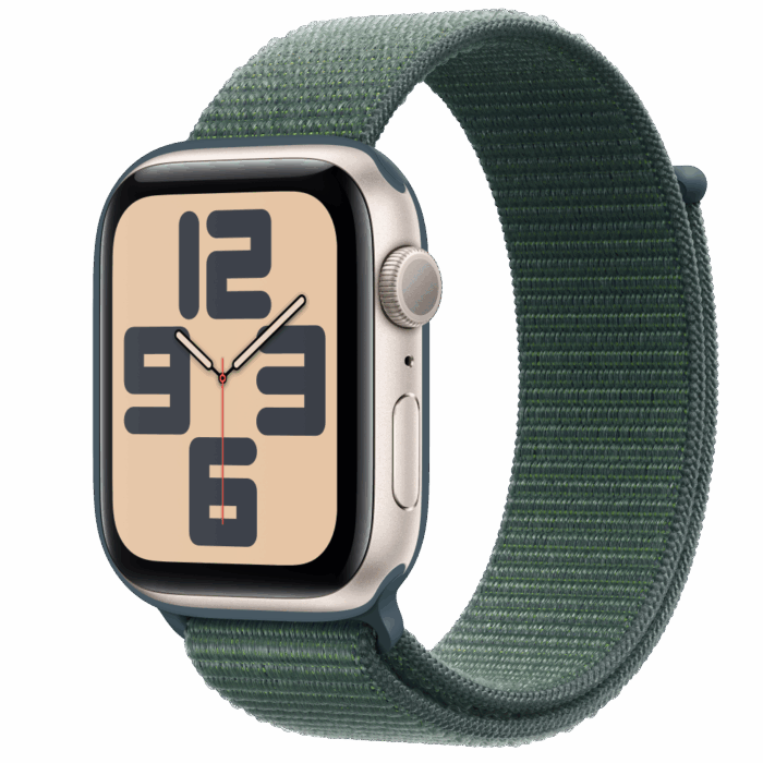 Apple Watch SE2 v3 GPS 44mm Starlight Alu Case with Lake Green Sport Loop - Image 1