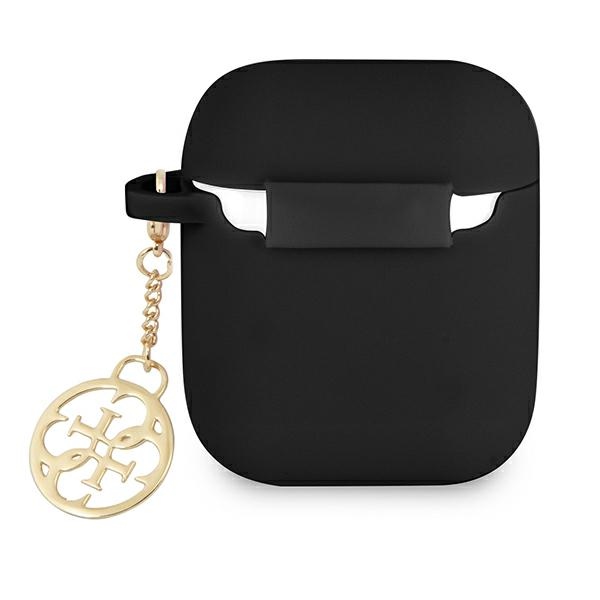 pol_po_guess-gua2lsc4ek-airpods-1-2-hulle-schwarz-schwarz-silikon-charm-4g-collection-90635_2.jpg Калъф от Guess 4G Charms Silicone Case for Airpods 1/2 Black - Image 2