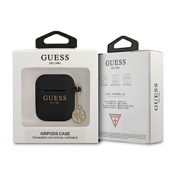 pol_po_guess-gua2lsc4ek-airpods-1-2-hulle-schwarz-schwarz-silikon-charm-4g-collection-90635_3.jpg Калъф от Guess 4G Charms Silicone Case for Airpods 1/2 Black - Image 3