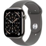 Apple Watch Series 11 GPS + Cellular 46mm Natural Titanium Case with Stone Grey Sport Band - M/L