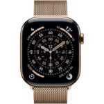 Apple Watch Series 11 GPS + Cellular 42mm Gold Titanium Case with Gold Milanese Loop - Image 2