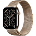 Apple Watch Series 11 GPS + Cellular 46mm Gold Titanium Case with Gold Milanese Loop - M/L