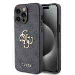 Калъф от Guess PU 4G Metal Logo Case за iPhone 15 Pro Max - Сив