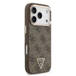 Калъф от 
Guess PU Leather 4G Strass Triangle Logo Gold Frame MagSafe Case за iPhone 17 Pro Brown - Image 4