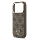 Калъф от 
Guess PU Leather 4G Strass Triangle Logo Gold Frame MagSafe Case за iPhone 17 Pro Brown - Image 5