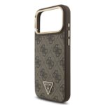 Калъф от 
Guess PU Leather 4G Strass Triangle Logo Gold Frame MagSafe Case за iPhone 17 Pro Max Brown - Image 5