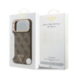 Калъф от 
Guess PU Leather 4G Strass Triangle Logo Gold Frame MagSafe Case за iPhone 17 Pro Max Brown - Image 7