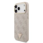 Калъф от 
Guess PU Leather 4G Strass Triangle Logo Gold Frame MagSafe Case за iPhone 17 Pro Max Pink - Image 2