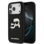 Калъф от 
Karl Lagerfeld Liquid Silicone Double Heads MagSafe Case за iPhone 17 Pro Black