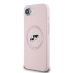 Калъф от 
Karl Lagerfeld Liquid Silicone K&CH Heads MagSafe Case за iPhone 16e Pink - Image 2