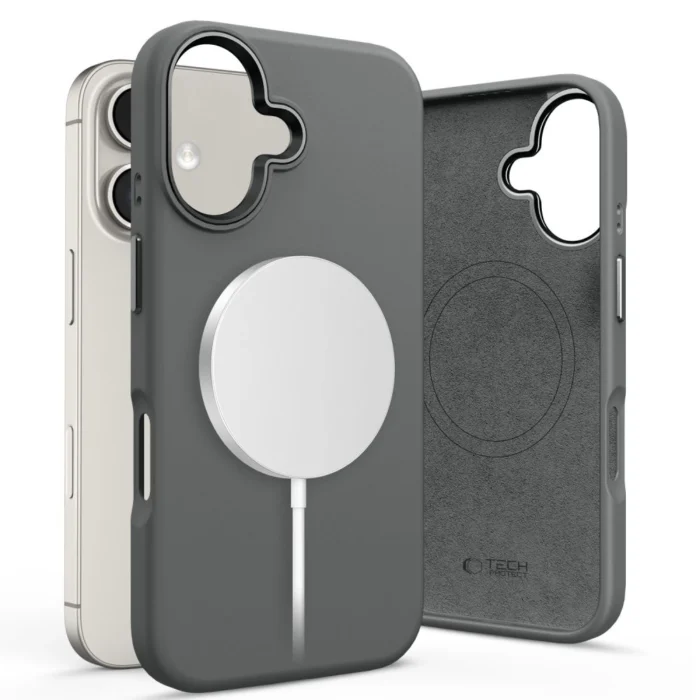 Калъф от Tech-
Protect Silicone PU MagSafe
 iPhone 16 Case - Gray - Image 1