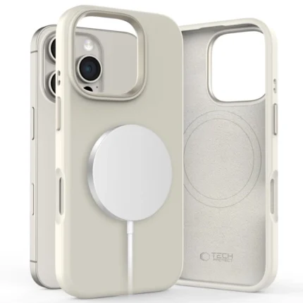 Калъф от Tech-Protect Silicone PU MagSafe
за iPhone 16 Pro Case - Beige