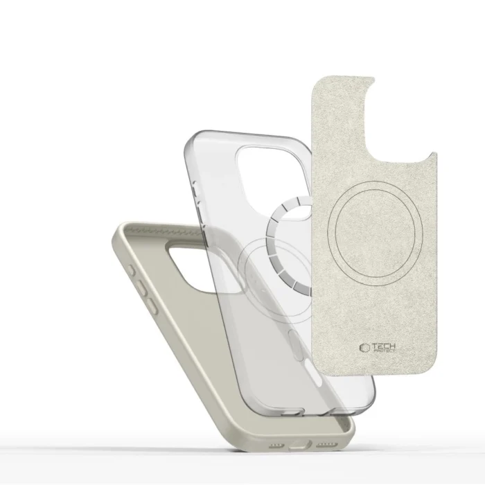 Калъф от Tech-Protect Silicone PU MagSafe
 Case за iPhone 16 Pro Max - Beige - Image 3